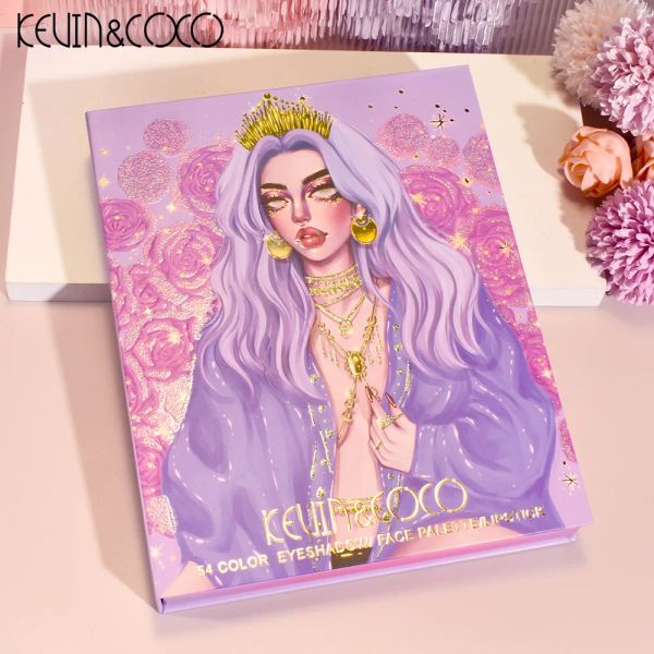 Conjuntos Kevin Coco 54 Paleta de sombra colorida Paleta de maquiagem de maquiagem de maquiagem de maquiagem de maquiagem Batalha de batom de batom coreano True Beauty Maquillage