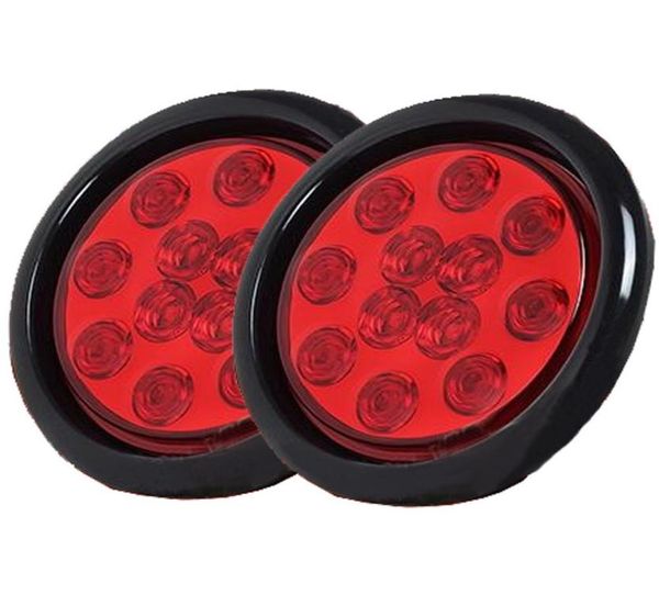 4 Zoll runder roter 12-LED-Stopp-Blinker-Rücklicht-Unterputz-LKW-Anhängerstecker für LKW-Anhänger DC 12V5861309