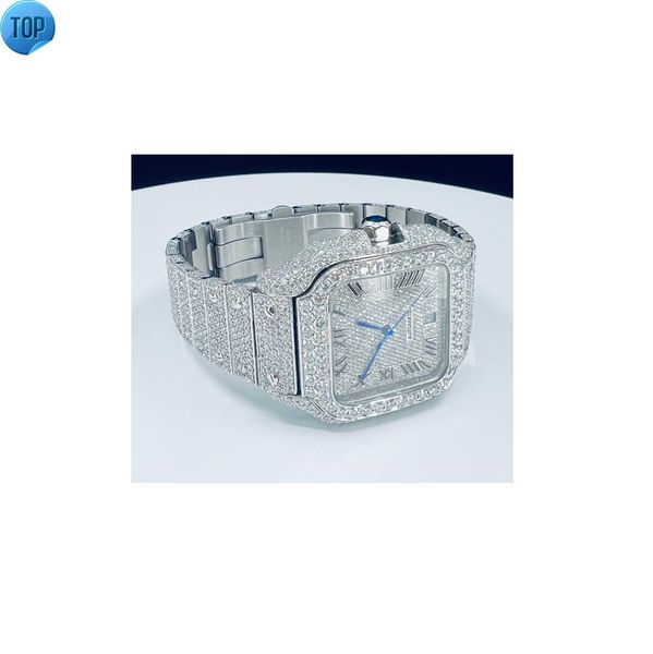 Luxo personalizar iced out vvs moissanite diamante relógio hip hop relógio mecânico para homens a preço de atacado