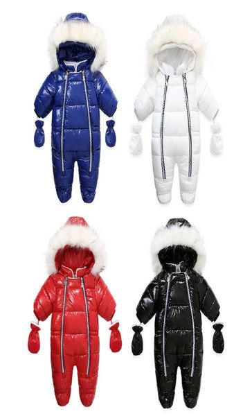 Baby neue Winterwärmer Dicker PU Pelzkragen Strampler Neugeborene Jungen Mädchen Weihnachten 024M Strampler Toddle Säuglingsbodysuit Kinder one9447501