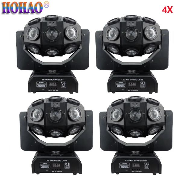 HOHAO 0 Duty 4x18 LED Rotary Shaking Head Laser Lâmpadas Feixe 2 em 1 Feixe Fantasma Vermelho-Verde Digitalização Laser Luz de controle de voz