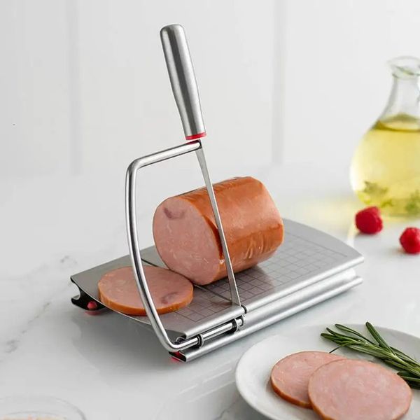 Affettatrice per formaggio in acciaio inossidabile con scala Tagliere per burro Coltello Tagliere Prosciutto Salsiccia Utensili da cucina Gadget da cucina 240226