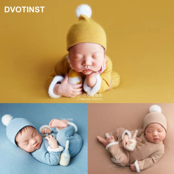 Conjuntos Dvotinst Bebê Recém-nascido Fotografia Adereços Outfits Bola De Pele Chapéu Leite Cenário Cobertor 3 Pcs Set Acessórios Estúdio Sessão Foto Adereços