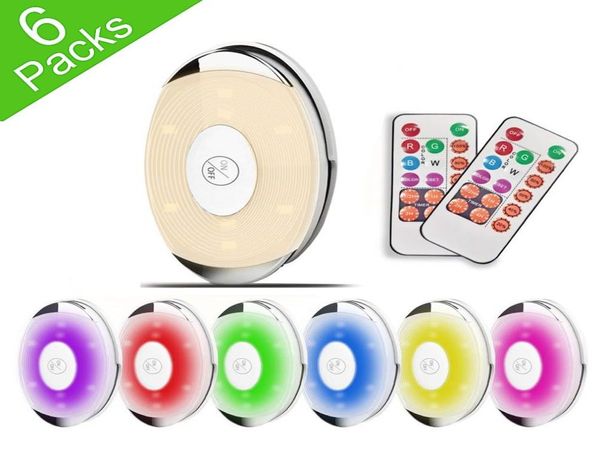 Luzes rgb lâmpada led para sob a luz do armário lâmpada de cozinha bateria aa led guarda-roupa puck luz regulável luz noturna 1264870