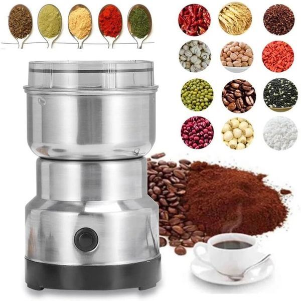Elektrische Kaffeemühle Haushaltsgetreide Lebensmittelmaschine Küchenmühle Getreide Nüsse Gewürze Gewürze Bohnen Mehlzerkleinerer 240223