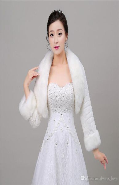 2019 barato inverno pele sintética nupcial envoltório de casamento capa xale jaquetas casaco bolero tippet roubou para festa de casamento pj0354236476