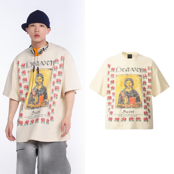Designer Tee Religioso Vintage Tee Homens Camiseta Skate Verão Casual Moda Street Wear Mulheres Camiseta 24ss Mar 1