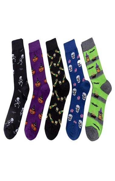 Yeni Sonbahar Kış Erkekleri SOCKS Yenilik İskelet Baykuş Kabak Cadılar Bayramı için Mutlu Çoraplar Pamuklu Yumuşak Kalsetinler Hombre 2pcs1Pairs7144363