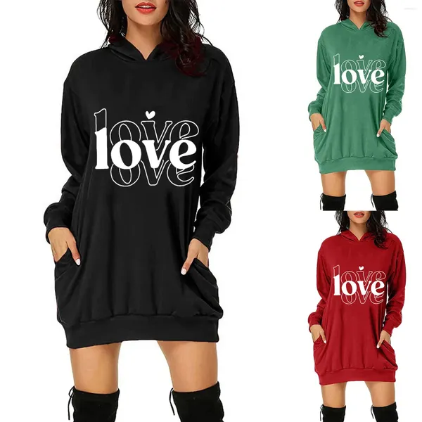 Hoodies femininos casual bolso carta de amor impressão francês hoodie velo para mulheres jaquetas de pescoço alto saindo