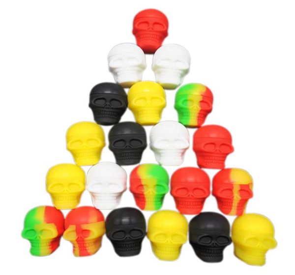 Contenitori per teschi da 50 pezzi da 3 ml contenitori in silicone di colori assortiti per Dabs Contenitori in silicone a forma rotonda Vasetti in silicone per cera Dab co6823907