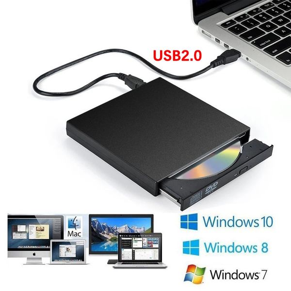 Usb 2.0 externo dvd player cd drive mp3 música filmes leitor portátil para windows 7 8 10 computador portátil desktop 240229