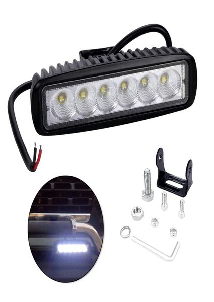 Barra de luz led com fileira única, 6 luzes led, 6 tamanhos, 18w, 6500k, ip67, à prova d'água, barra de luz de trabalho para suv, caminhão, barco4543666