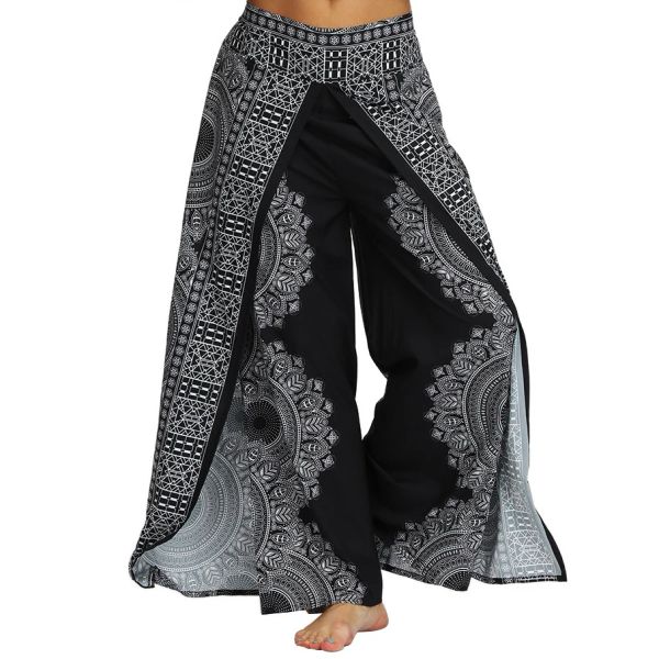 Pantaloni da donna casual con spacco morbido Pantaloni da yoga Harem Dance Beach Boho Pantaloni larghi da yoga Pantaloni lunghi larghi a gamba larga estivi da donna