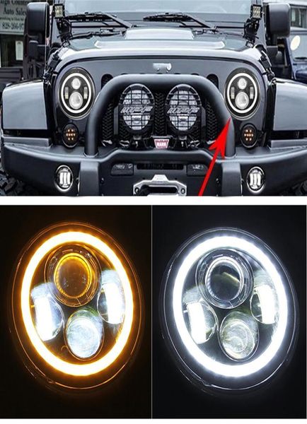 40W 7quot inç LED Projektör Far Angel Gözler Halo Yüzük ve Jeep Wrangler için 4 inç Sis Işığı JK LJ Sınırsız8132356