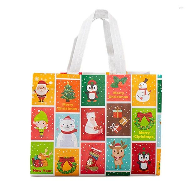 Decorazioni natalizie Sacchetti regalo Babbo Natale Pupazzo di neve Alce Biscotti Borsa da imballaggio al cioccolato Tote in tessuto non tessuto Navidad Noel 2024 Anno