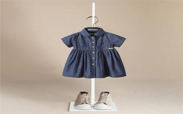 Yeni Kız Giysileri Kızlar Denim Kısa Mini Elbise Toddler Jean Uzun Kollu Günlük Parti Elbise Çocuklar İçin Q07164120429