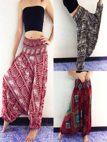 Frauen Hose mit weitem Bein Baggy Afghani Genie Indian Aladdin Print Hohe Taille Mode Hose Plus Größe Lose Chiffon Kleidung Q08017697509