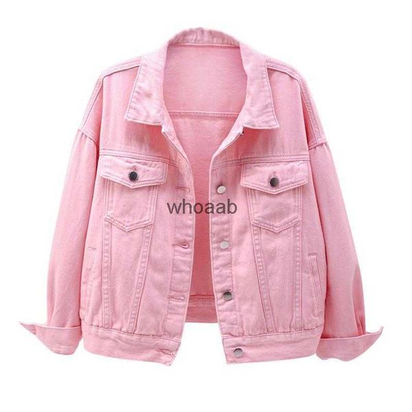 Damen Jacken Jacken Plus Size Denim Frühling Kurzmantel Rosa Jean Lila Gelb Weiß Oberbekleidung KW02 240301