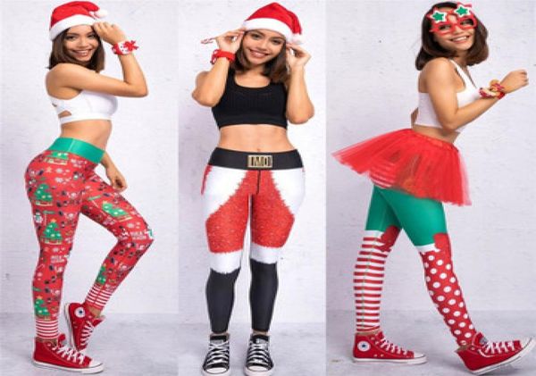 2019 NEUE Hässliche Weihnachtsmann-Weihnachtsfeiertags-Leggings, Strumpfhosen, schmal, grün, für Damen, Weihnachten, lustige Kostüme, Party-Hosen 6968056