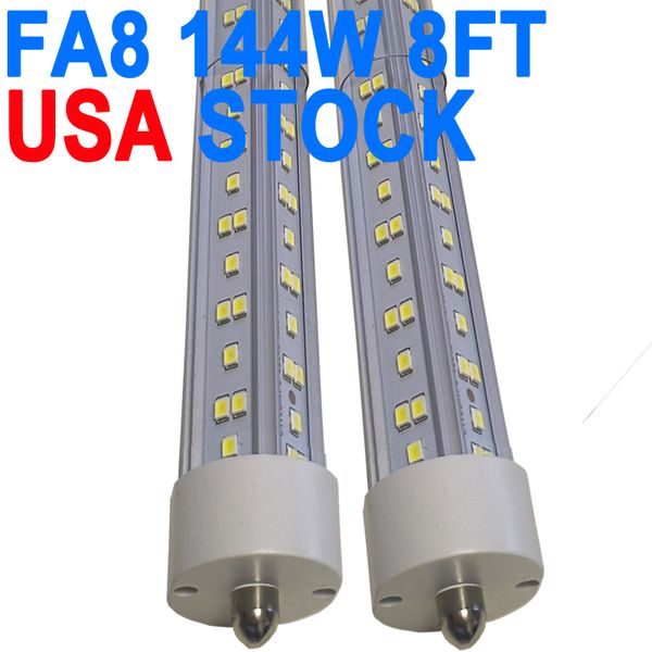 8ft LED ampuller, 144W 18000lm 6500k (25 paket), 8 ayak LED ampuller, T8 T12 LED yedek ışıklar, FA8 Tek Pinli Kapak, F96T12 Floresan Ampul Crestech
