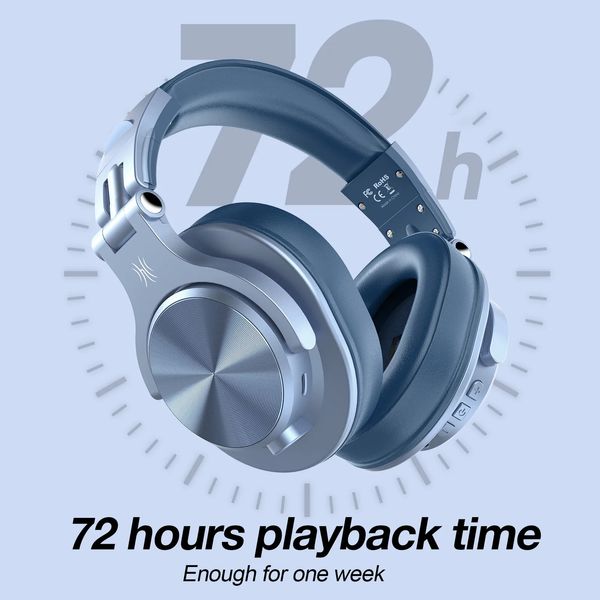 Oneodio atualização a70 fones de ouvido sem fio bluetooth sobre a orelha alta resolução áudio tipo c fone de ouvido bluetooth com microfone 72h azul
