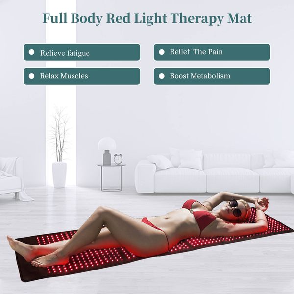 Cobertor de tratamento de spa doméstico, luz led infravermelha, tapete de corpo inteiro, 660nm 850nm, luz vermelha, almofada de cama para perda de gordura, alívio da dor