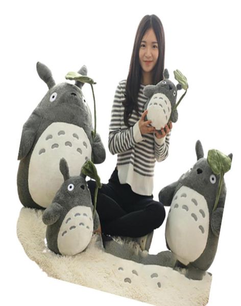 30 cm INS Weiche Totoro Puppe Stehen Kawaii Japan Cartoon Figur Graue Katze Plüsch Spielzeug Mit Grünem Blatt Regenschirm Kinder vorhanden9904351