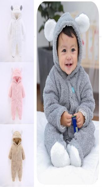 Yeni doğan bebek erkek kızlar Bear Velvet Torpers Uzun Kollu Tulum Tulum Toddler Kış Sıcak Yumuşak Giysileri7281288