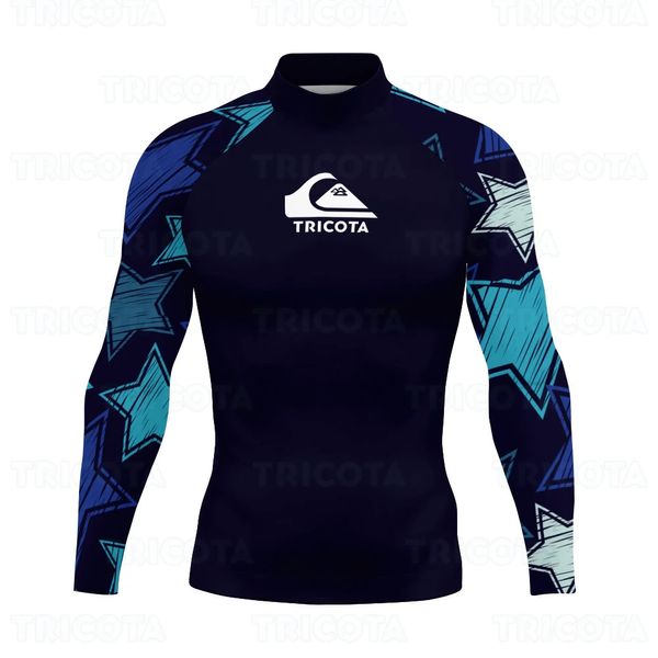 Erkekler yüzme sörf tişört plajı UV koruma mayo döküntü koruyucusu uzun kollu dalış wetsuit rashguard üstleri 240219