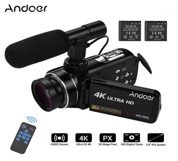 Andoer 4K Ultra HD portátil DV 30 polegadas IPS câmera de vídeo digital CMOS Sensor filmadora com lente grande angular 045X com microfone15645201