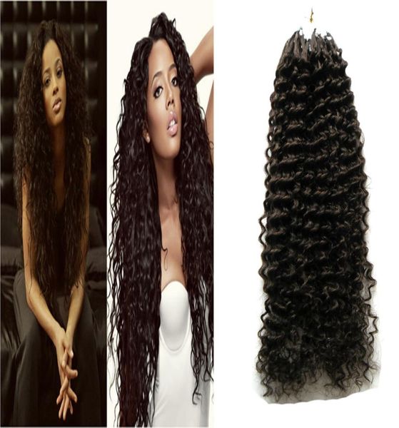 100Pcs Kinky Curly Hair Micro Bbead Extensions Micro Link Extensões de cabelo humano 100g Virgin Loop Extensions Hair Extension com Ri6673952