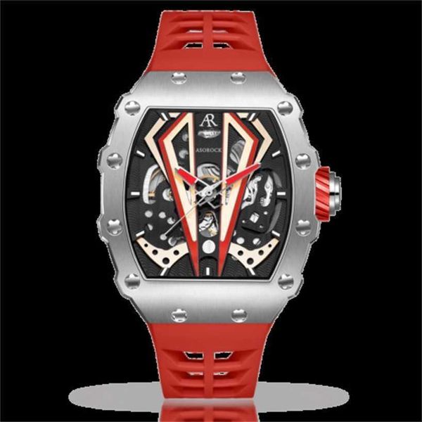 Richardmill Wacthes carica automatica cronografo rattrapante Asorock orologio argento/rosso Motorsport V2 automatico 44 mm uomo sportivo Salute WA F82T