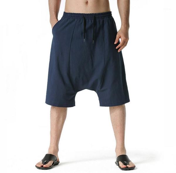 Men039s Shorts Lässige Kordelzugtaschen Tiefer Schritt Baggy Lange Hosen Haremshosen Retro Flying Mouse Style Slacks2797116