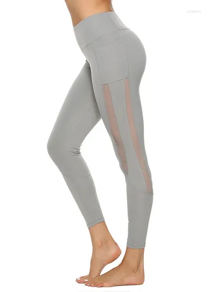 Calças femininas leggings apertadas malha costura bolsos fitness magro yoga cor pura roupas respirável confortável