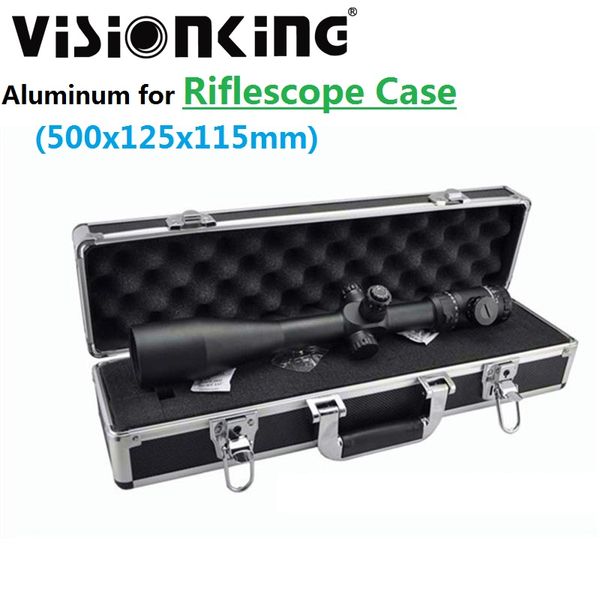 Visionking Estojo rígido de alumínio de alta qualidade 500x125x115mm para equipamento de mira de rifle Caixa de grande capacidade para mala de mira telescópica