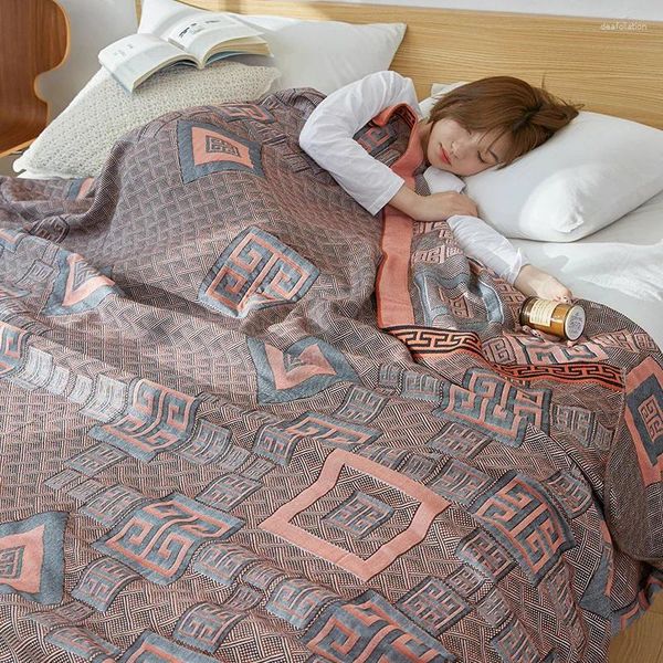 Cobertores Europeu Lance Cobertor Luxo Bambu Algodão Sofá Capa Dupla Verão Cool Quilt Macio Respirável Confortável Colcha