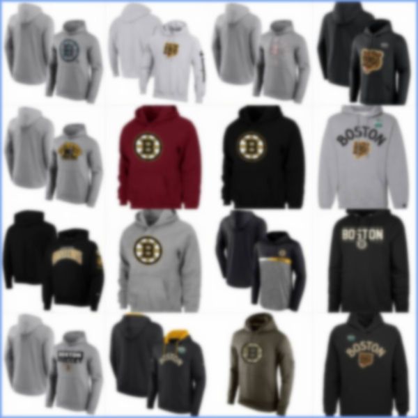 Boston''bruins''hoodie masculino feminino juventude 2024 saudação ao serviço therma desempenho pulôver personalizado hóquei top hoodies
