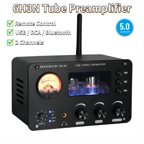 Спикеры Bluetooth Tube усилители усилители 2 канала Hifi 6h3n Tube Preamp для динамика Sound усилитель Audio Home Theatre Karaoke