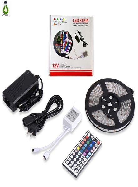 5M LED-Streifenlichter RGB 5050 Farbwechsel-LED-Lichtstreifen-Kit mit 44 Tasten IR-Fernbedienung 12V 5A-Adapter für Schlafzimmer-Heimdekoration1403862