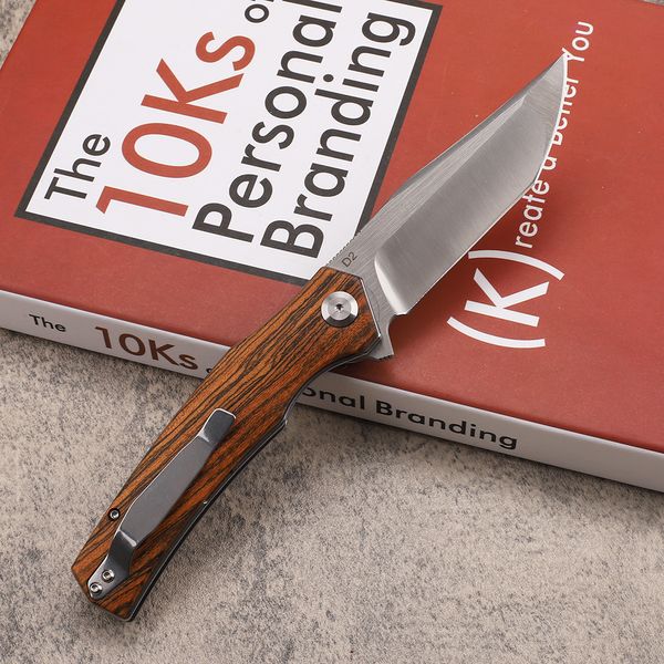 Top Quality A2293 Flipper Faca Dobrável D2 Cetim Tanto Lâmina CNC Rosewood Handle Outdoor Camping Caminhadas Rolamento EDC Facas de Pasta de Bolso