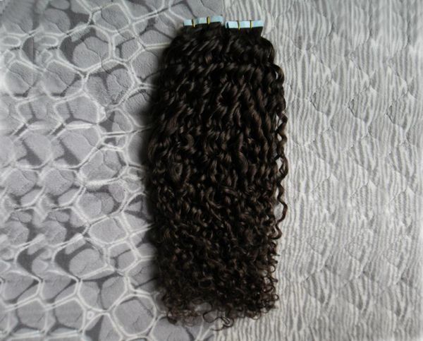 Nastro di trama della pelle dei capelli ricci crespi mongoli Nastro da 100 g nelle estensioni dei capelli umani Remy 40 pezzi 16quot18quot20quot22quot2332435