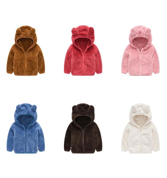 Varejo inverno crianças jaqueta de lã bebê quente orelha de coelho com capuz jaqueta moda bonito luxo casacos de pele esporte casaco ourtwear crianças clo1413943