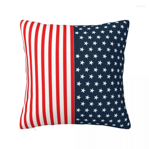 Cuscino Copricuscino bicolore con bandiera americana, stelle e strisce, federa morbida, design, decorazione per la casa