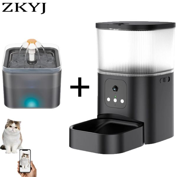 Alimentatori alimentatore per animali domestici intelligenti con alimentatore automatico per gatto fotocamera supporta la voce e video alimentazione per alimenti per cani wifi 3L Feeder intelligente