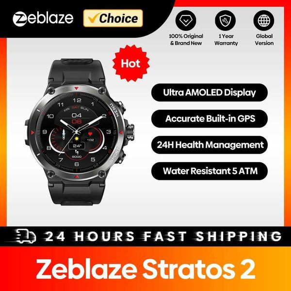 Andere Uhren Zeblaze Stratos 2 GPS Intelligentes AMOLED-Display 24-Stunden-Gesundheitsmonitor 5 ATM Lange Akkulaufzeit Intelligent Q240301