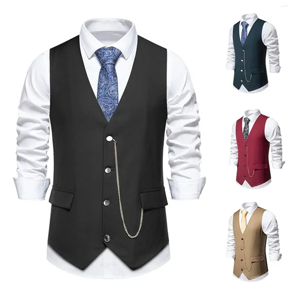 Gilet da uomo Gilet casual quotidiano da uomo Primavera Autunno All-match Business Party Tinta unita Retro Bottone Canotte S-Xxl