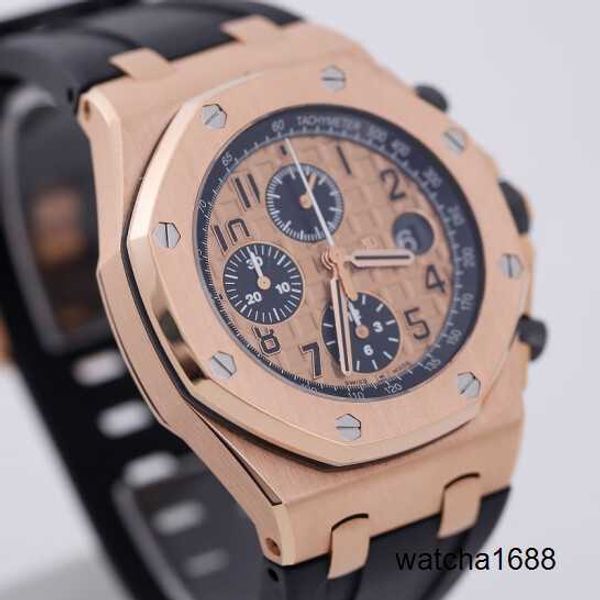 Relógios de pulso de negócios Cronógrafo Relógio de pulso AP Watch Epic Royal Oak 26470OR Mens Relógios 18k Rose Gold Automático Mecânico Swiss Famous Watch Luxury Sports Watch