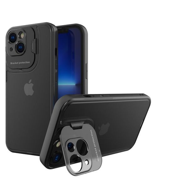 Capa Kickstand com proteção de suporte de câmera Capas foscas translúcidas para iPhone 13 12 11 Pro Max Mini XR XS Max X 8 7 6 Plus Sams6525889