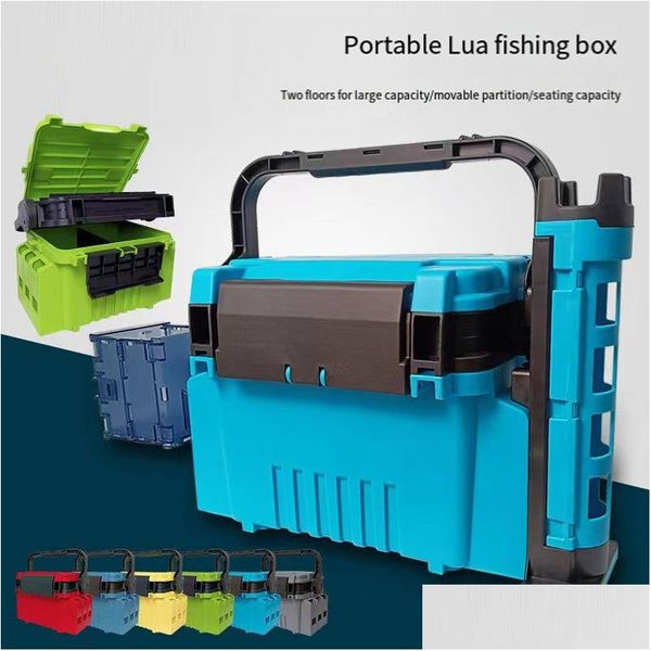 Angelhaken Luya MTI-funktionale Verdickung kann sitzen Pole Angelkasten große Kapazität Toolbox Lagerung Sea Rock Outdoor tragbare Drop De DHD5K