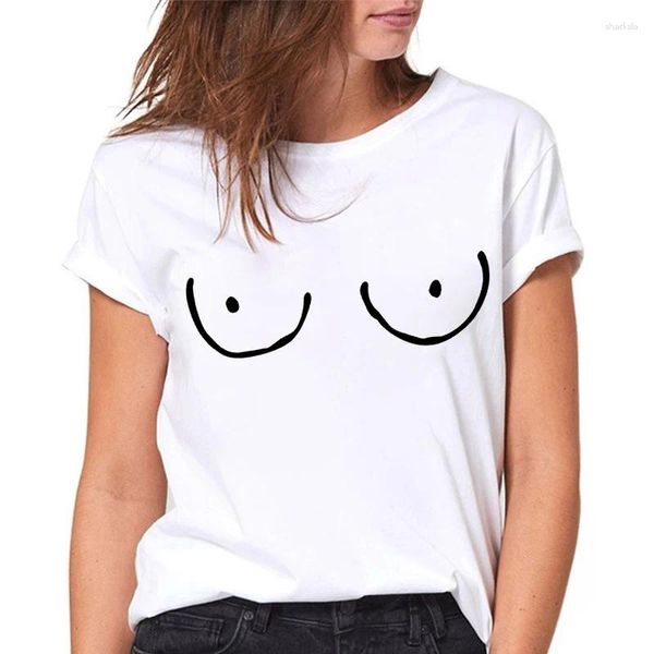 Camisetas femininas casuais camisetas de manga curta topo feminino camisetas engraçado impressão no peito harajuku gráfico camisetas roupas femininas